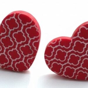 Red Heart Print Studs - Medium